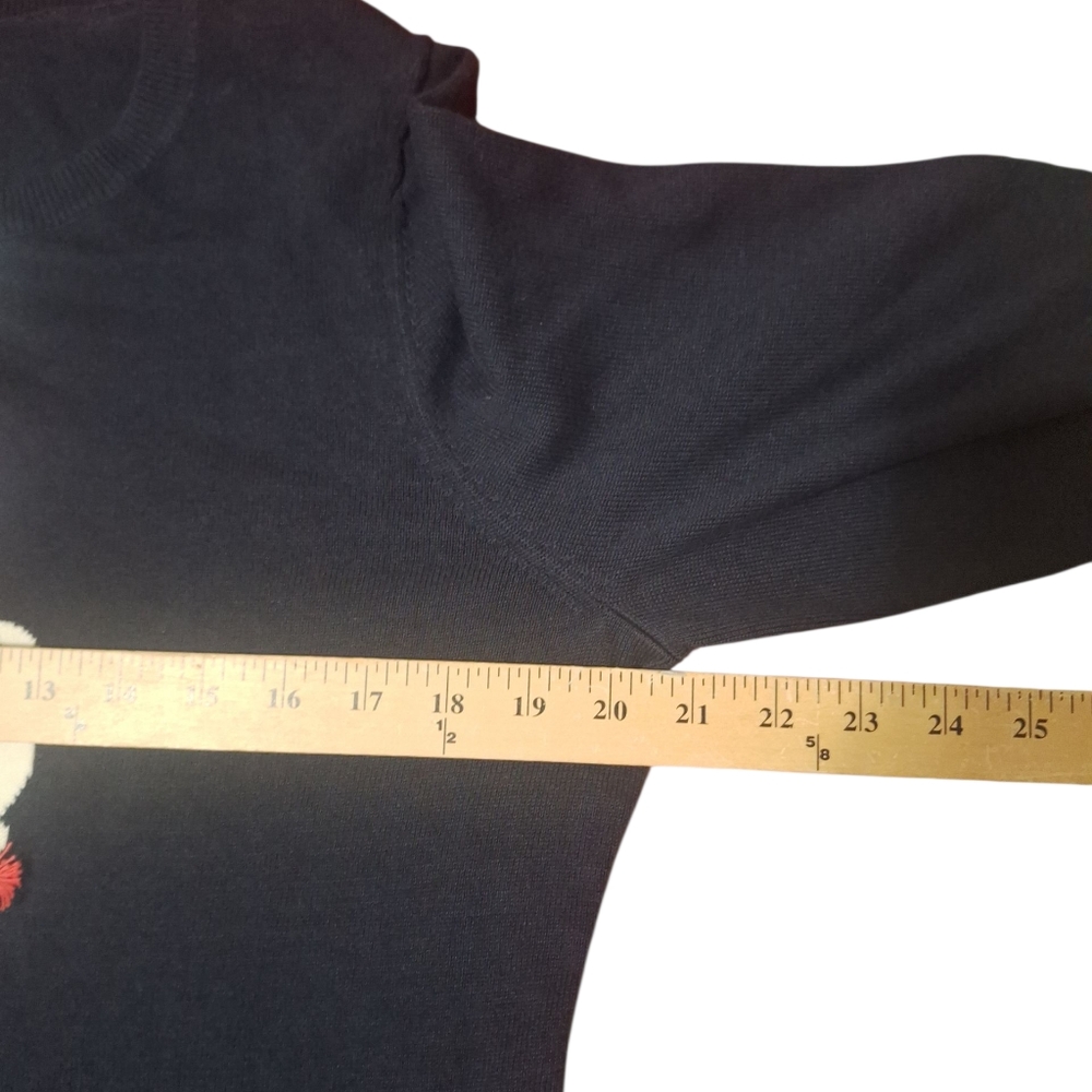NWT Womens Talbots Dark Navy Blue Llama-Embellished Crewneck Sweater Sz L - Picture 6 of 12